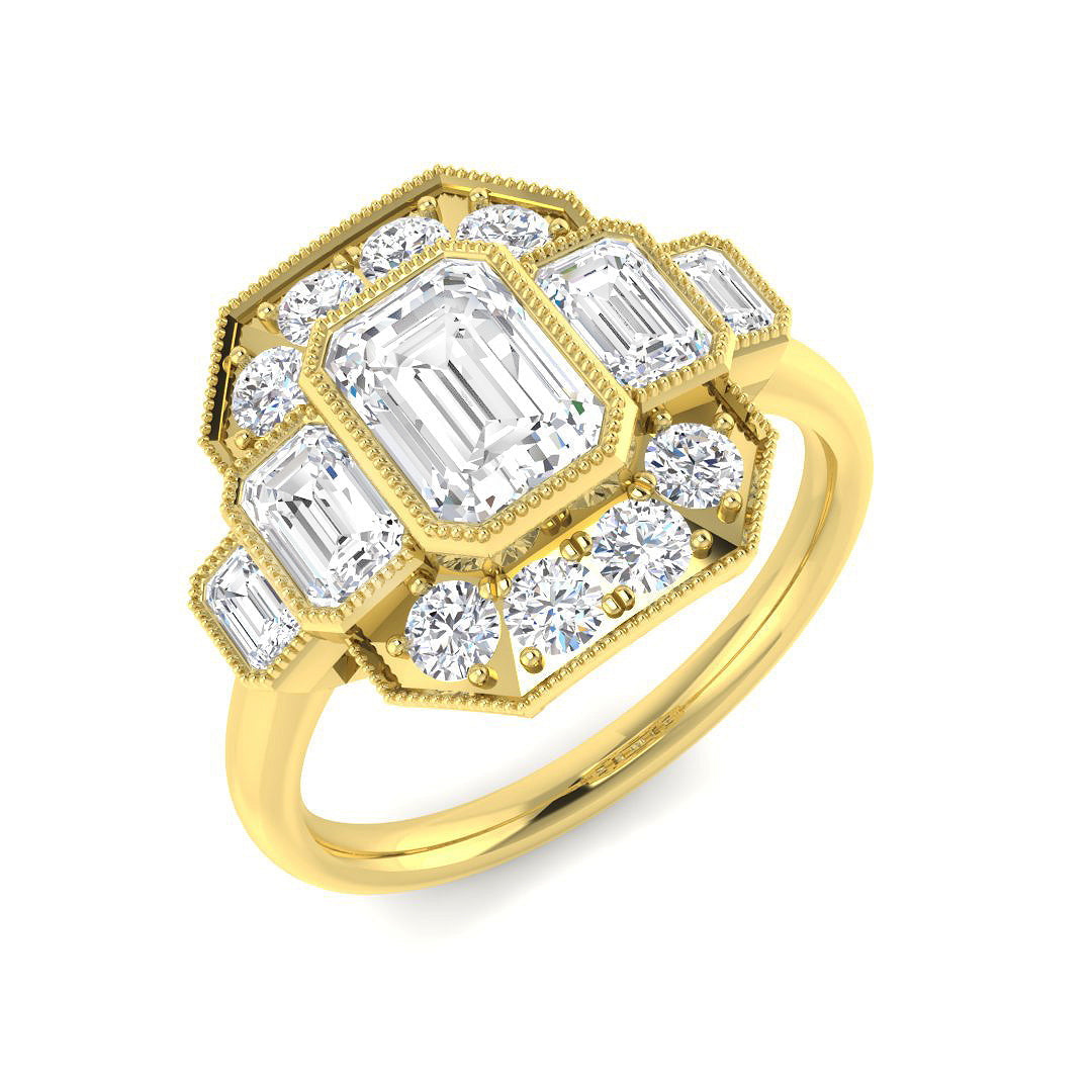 Five Stone Lab-Grown Diamond Ring 2.07ct–4.08ct – SR7006 – 18k Yellow Gold