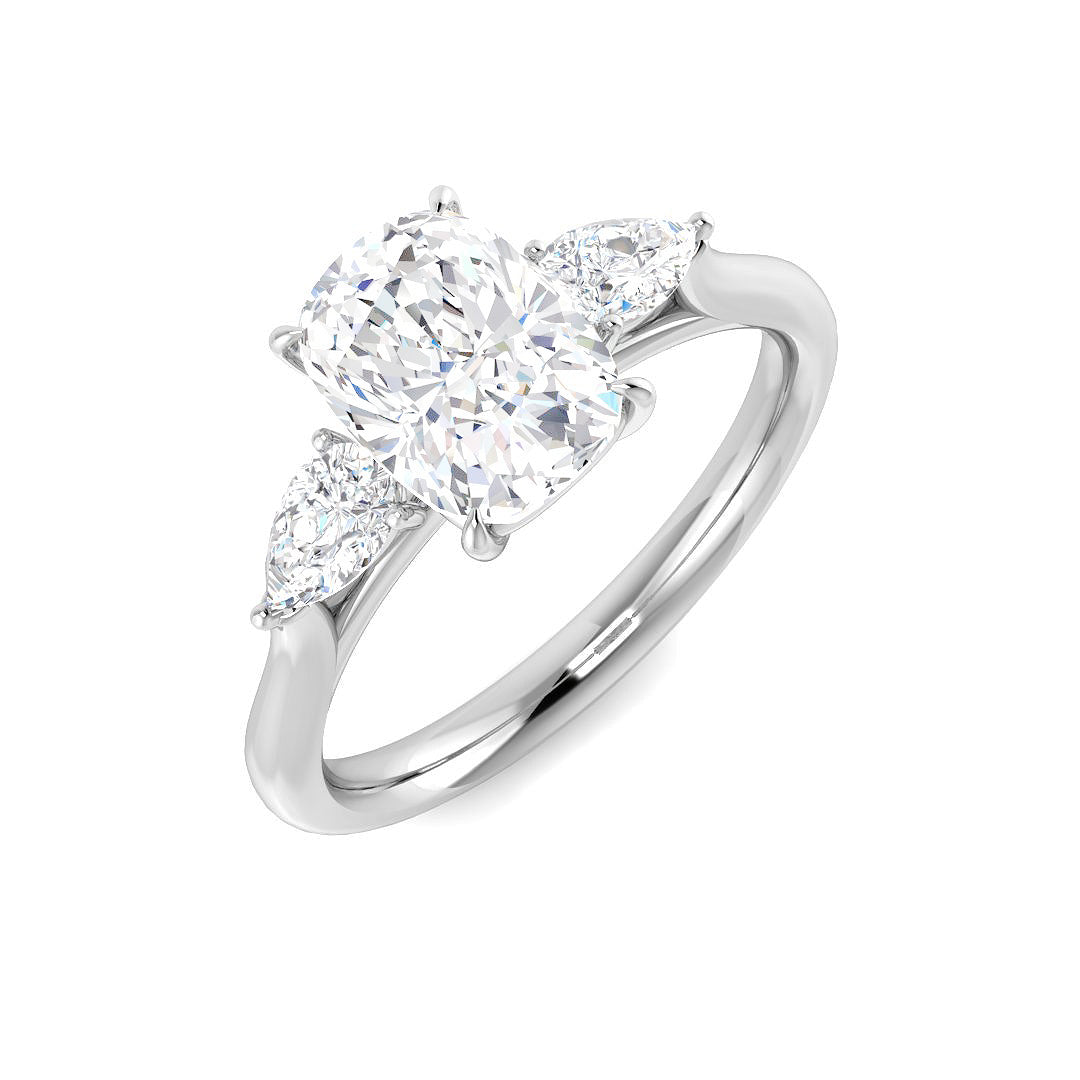 Three Stone Lab-Grown Diamond Ring 1.29ct–2.77ct – SR5787 – 18k White Gold