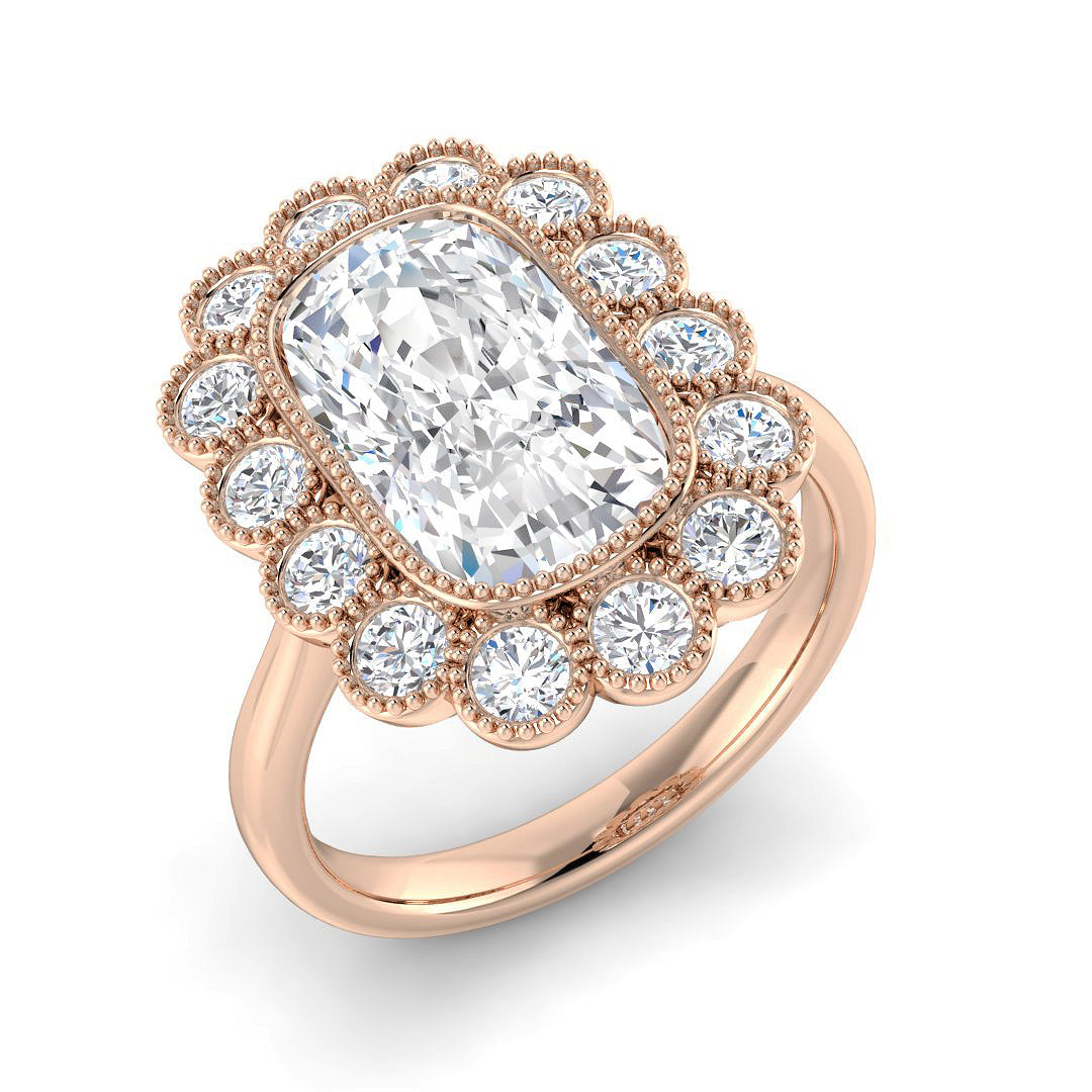 Vintage Lab-Grown Diamond Ring 1.31ct–4.31ct – SR7270 – 18k Rose Gold