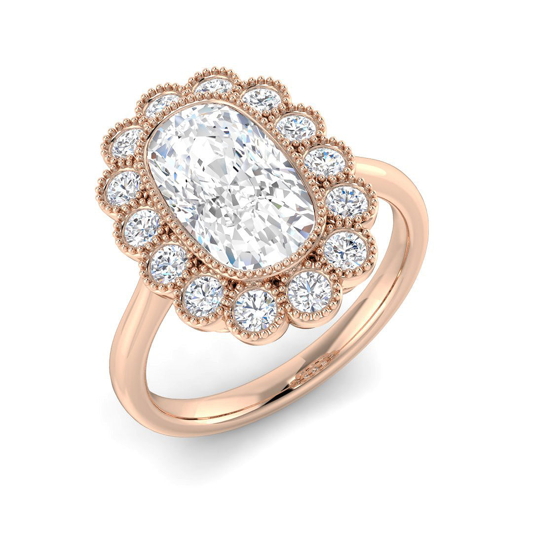 Vintage Lab-Grown Diamond Ring 1.31ct–4.31ct – SR7270 – 18k Rose Gold