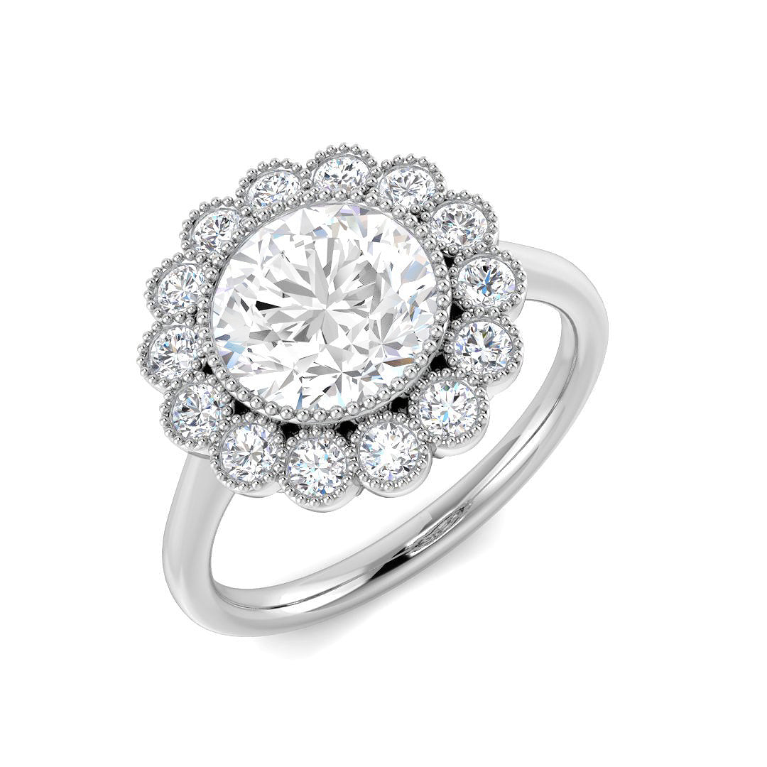 Vintage Lab-Grown Diamond Ring 1.34ct–3.8ct – SR7351 – 18k White Gold