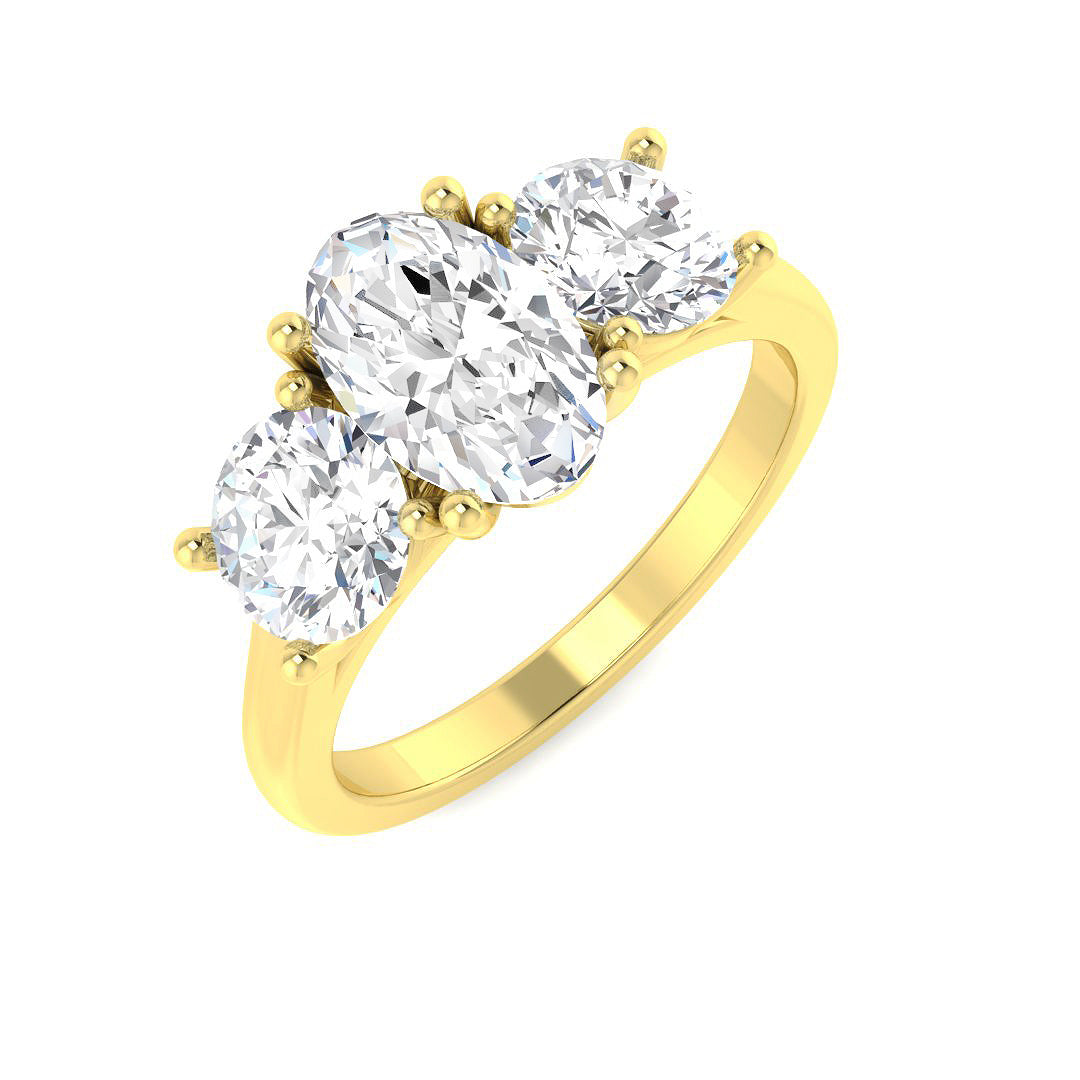 Three Stone Lab-Grown Diamond Ring 2.44ct – SR5144 – 18k Yellow Gold