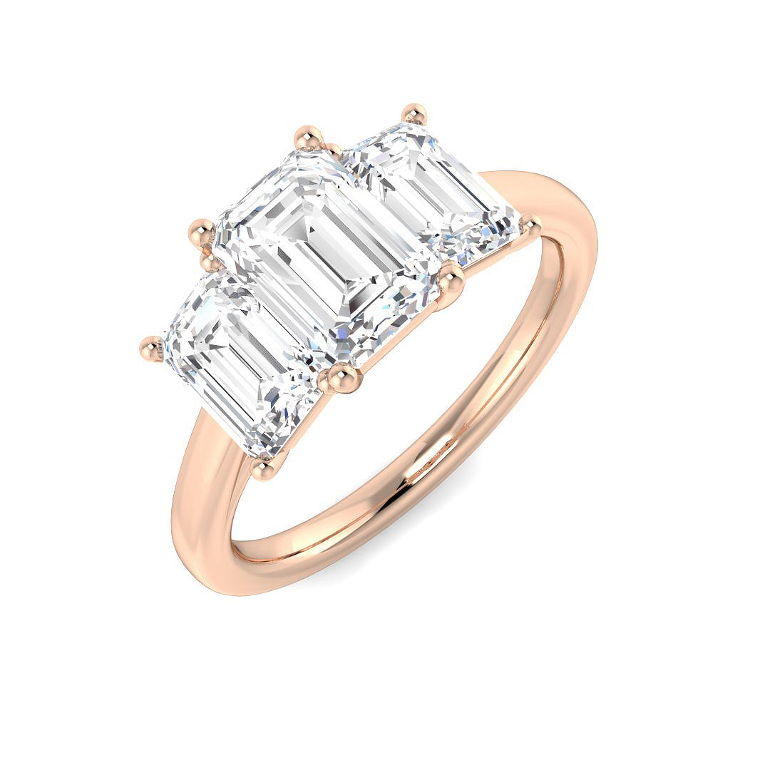 Three Stone Lab-Grown Diamond Ring 2.74ct–3.0ct – SR6053 – 18k Rose Gold