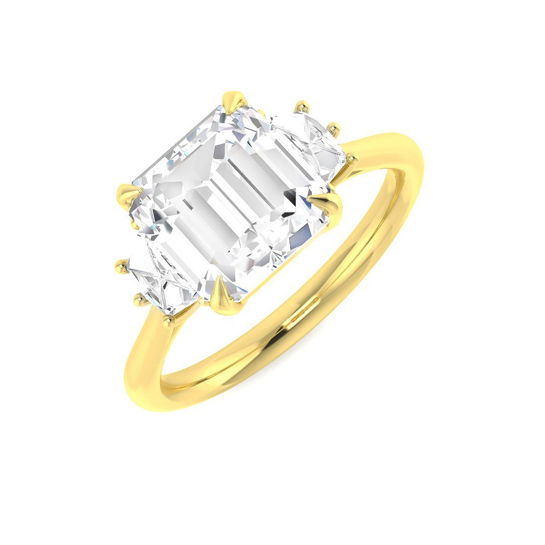 Three Stone Lab-Grown Diamond Ring 2.36ct–3.4ct – SR6984 – 18k Yellow Gold