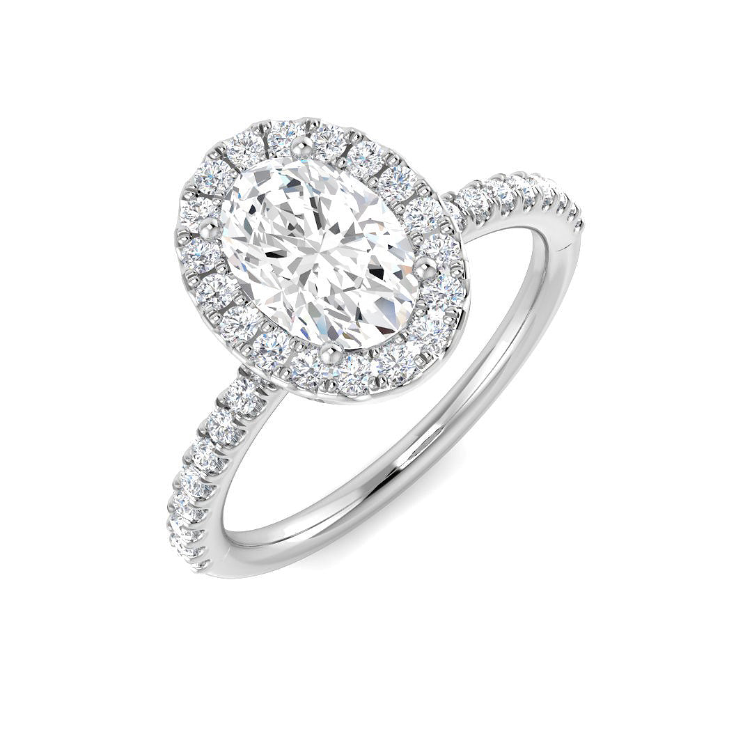 Halo Diamond Ring 0.63ct–5.92ct – SR54 – 18k White Gold