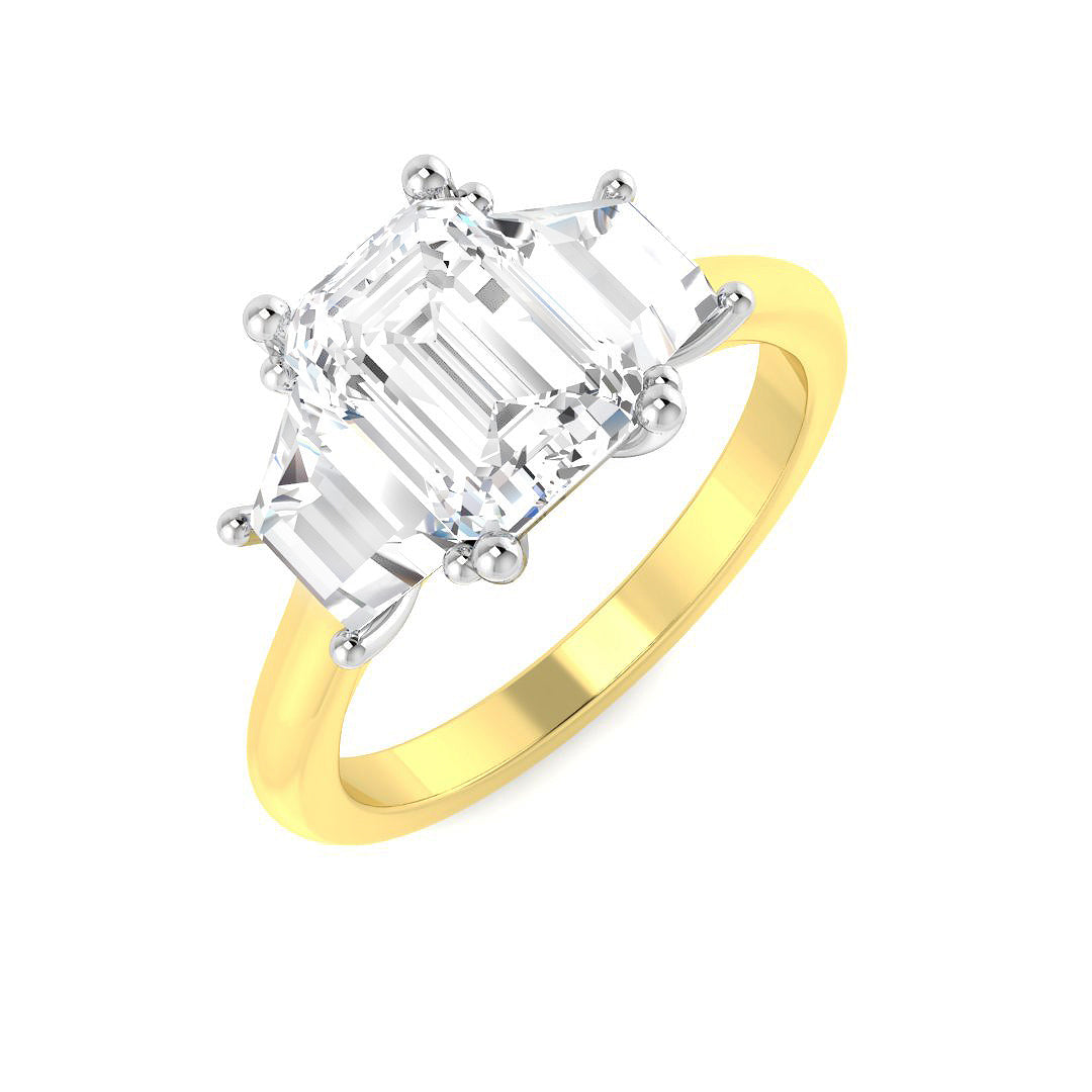 Three Stone Lab-Grown Diamond Ring 3.16ct – SR6329 – 18k Yellow Gold
