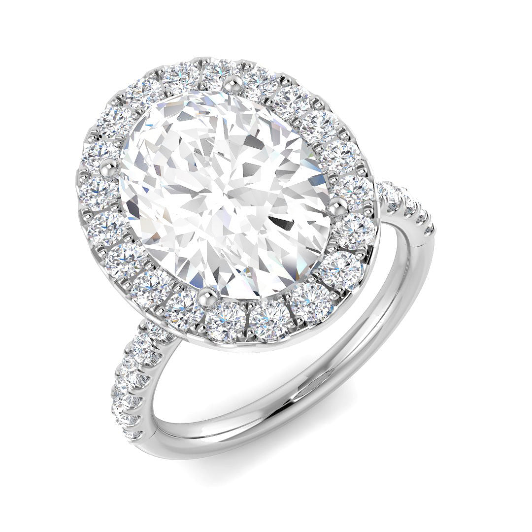 Halo Diamond Ring 0.63ct–5.92ct – SR54 – 18k White Gold