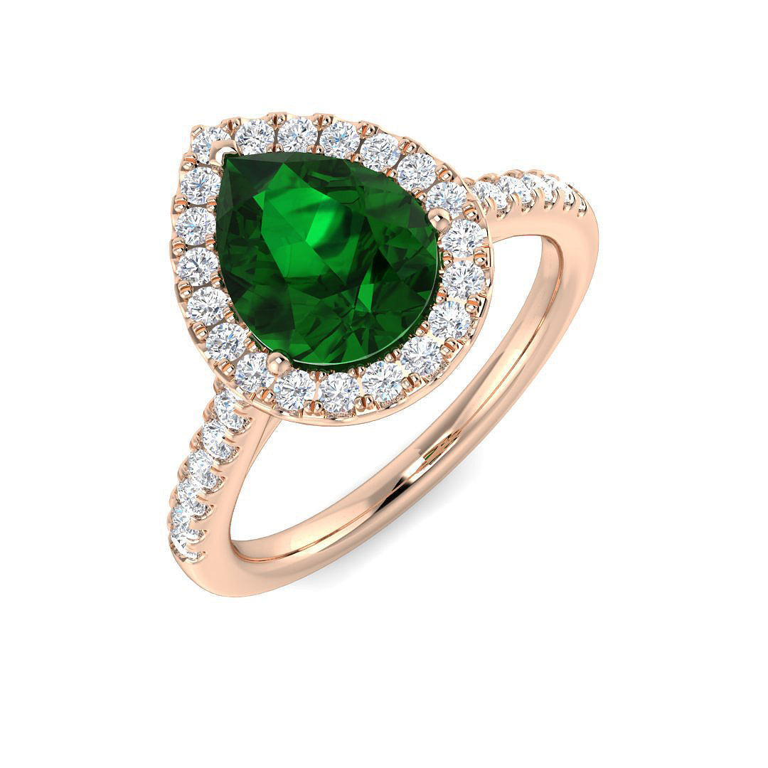 Emerald Diamond Ring 0.87ct–3.39ct – SR386~EM – 18k Rose Gold