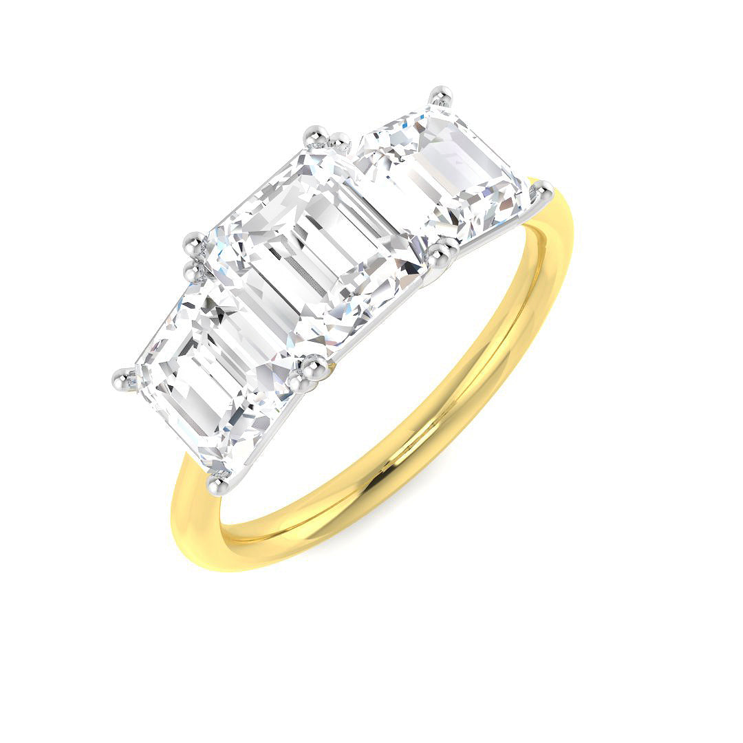 Three Stone Lab-Grown Diamond Ring 3.59ct–4.57ct – SR7036 – 18k Yellow Gold