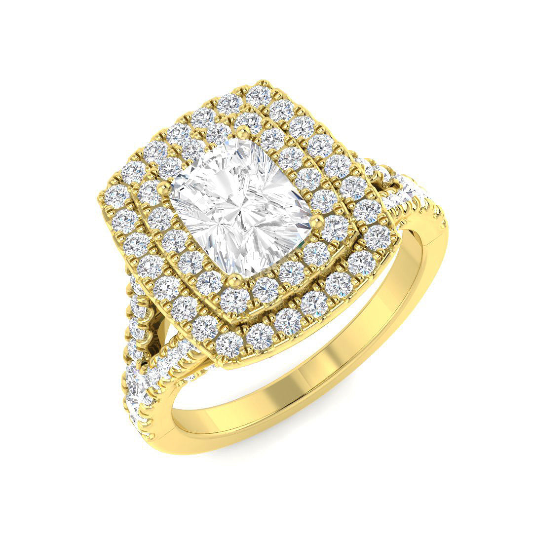 Halo Lab-Grown Diamond Ring 2.11ct–2.22ct – SR4632 – 18k Yellow Gold
