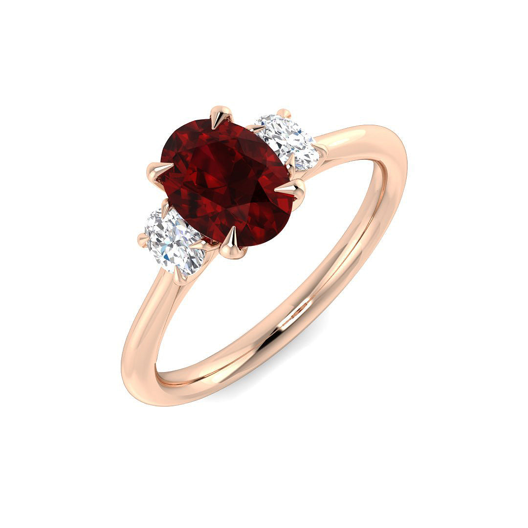 Ruby Lab-Grown Diamond Ring 1.25ct–1.28ct – SR2850 – 18k Rose Gold