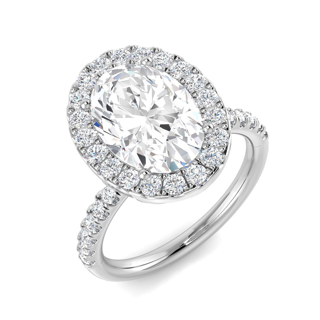Halo Diamond Ring 0.63ct–5.92ct – SR54 – 18k White Gold