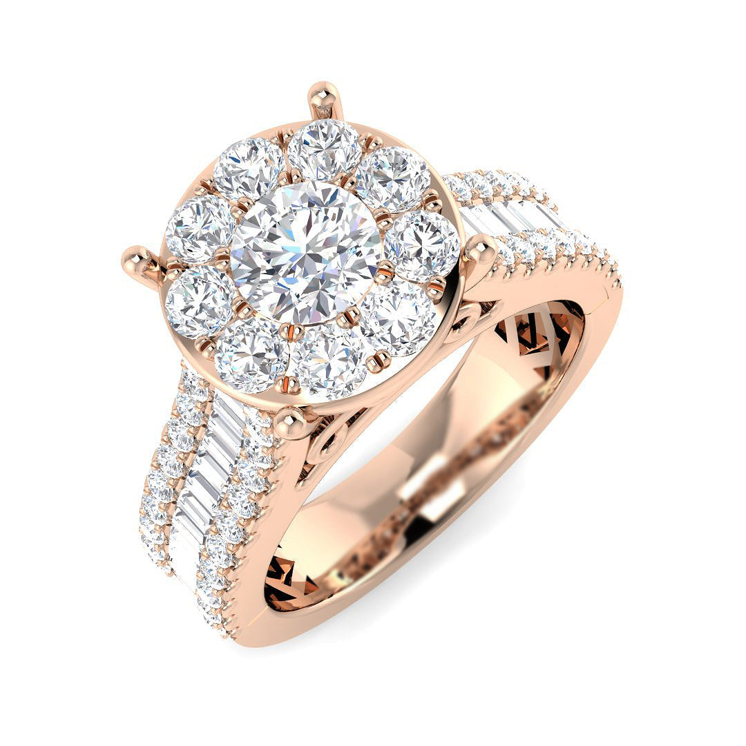 Baguette & Brilliant Diamond Ring 0.79ct–3.19ct – SR15 – 18k Rose Gold