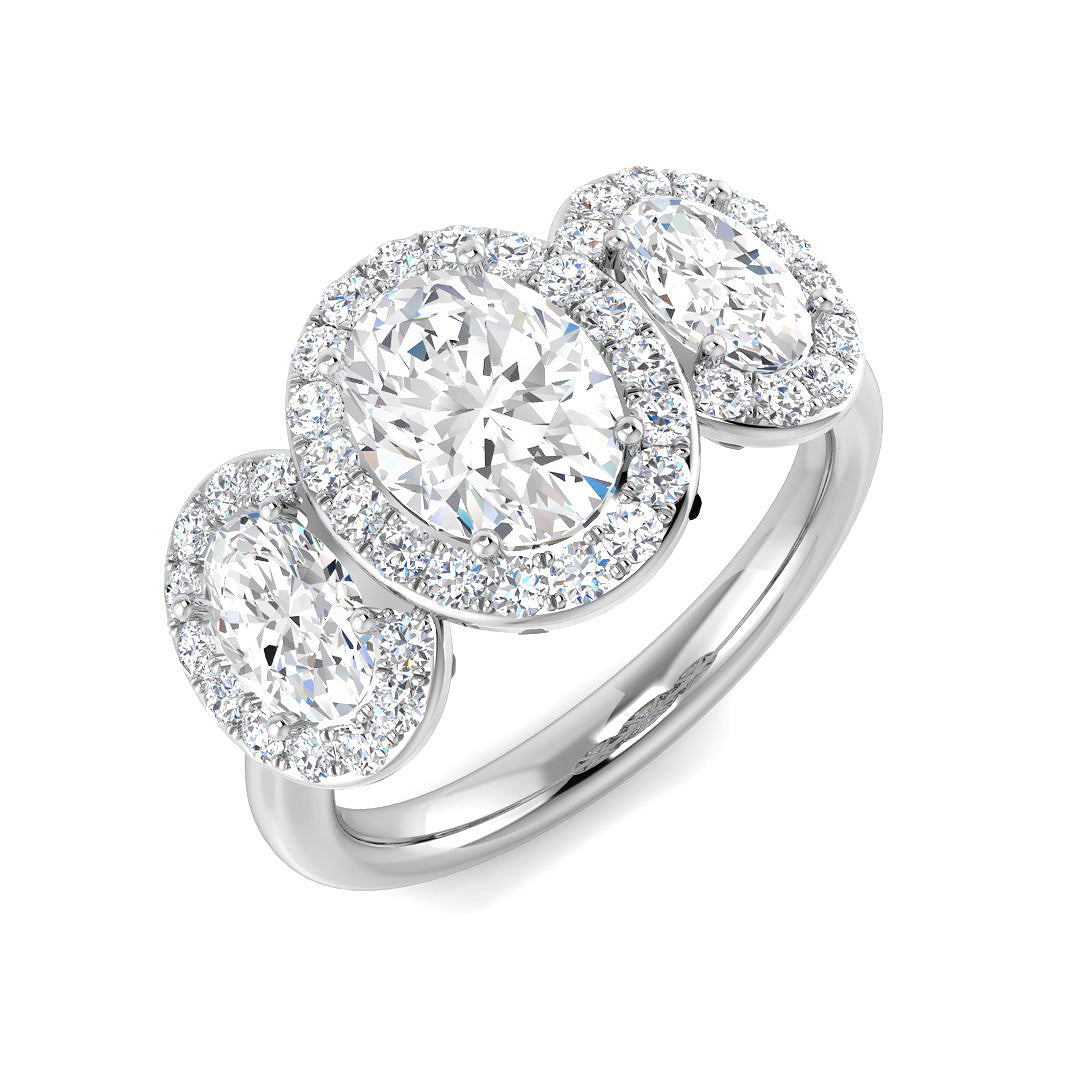 Three Stone Diamond Ring 0.93ct–2.34ct – SR467 – 18k White Gold