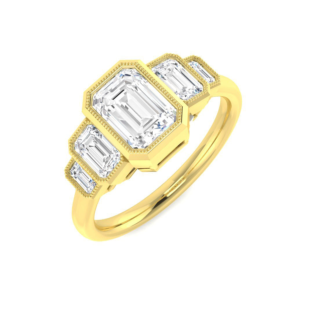 Five Stone Lab-Grown Diamond Ring 1.68ct–3.19ct – SR7008 – 18k Yellow Gold
