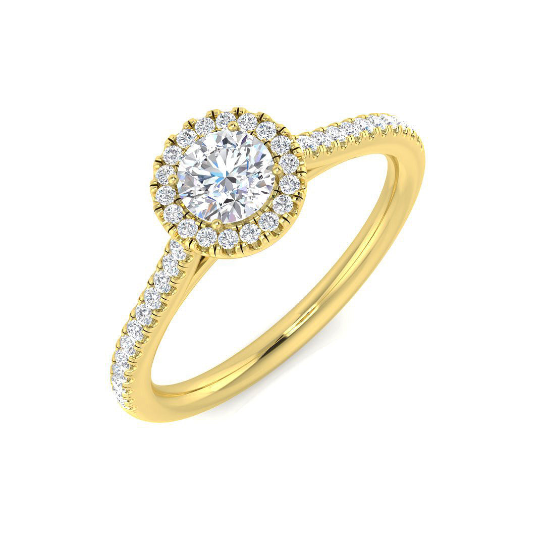 Halo Diamond Ring 0.25ct–2.74ct – SR195 – 18k Yellow Gold