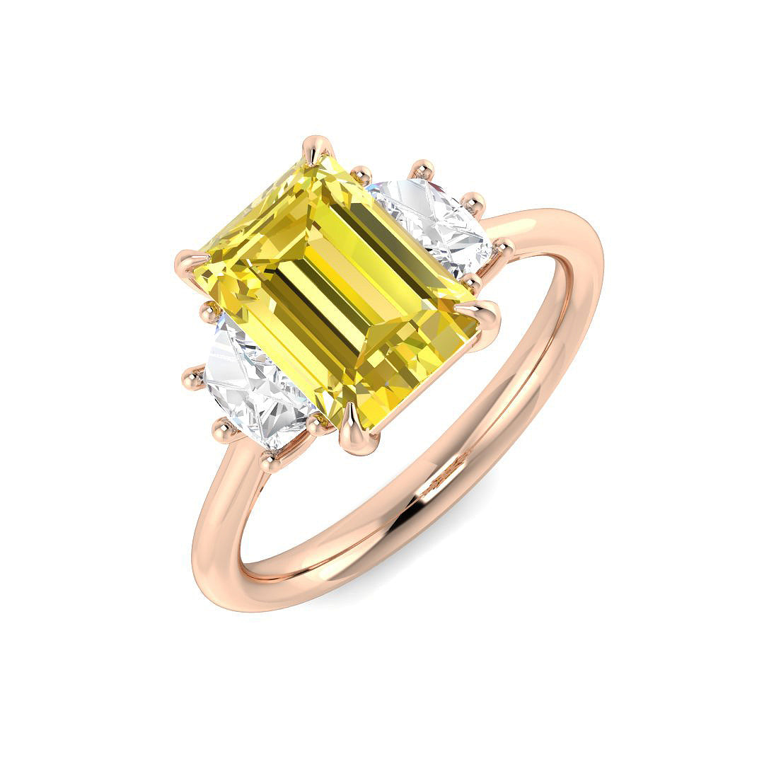 Three Stone Lab-Grown Diamond Ring 2.71ct–4.38ct – SR6948~LGYD – 18k Rose Gold