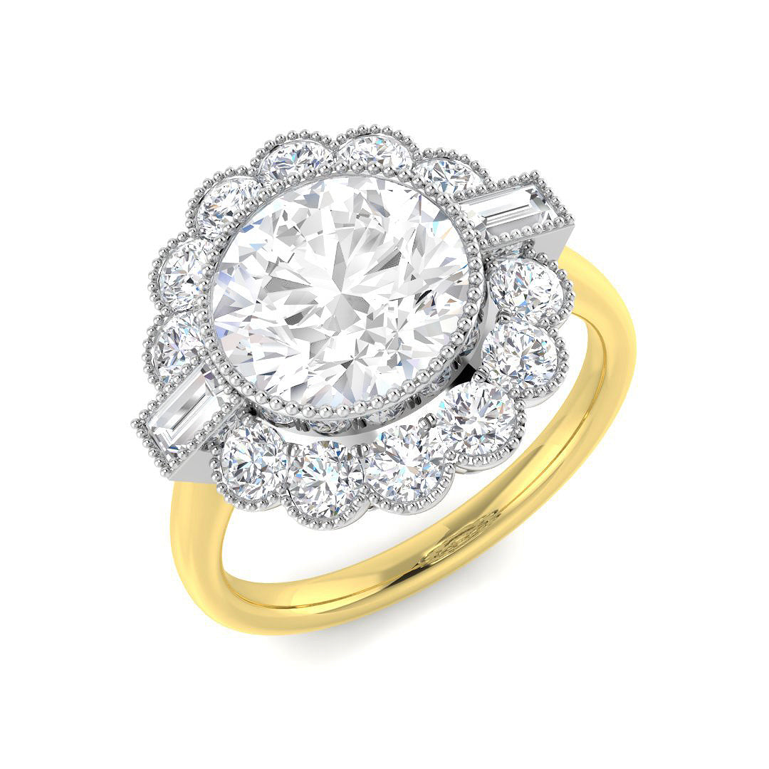 Vintage Lab-Grown Diamond Ring 1.36ct–4.03ct – SR7348 – 18k Yellow Gold