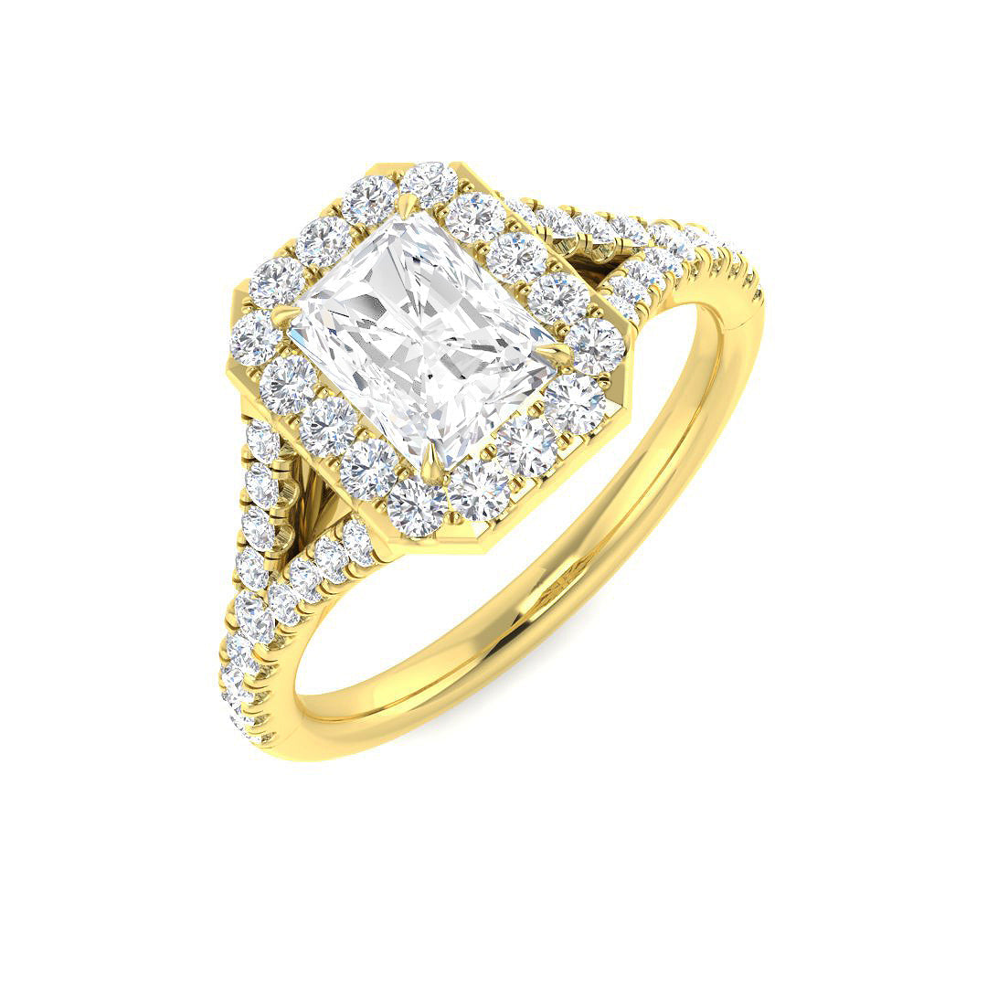 Halo Lab-Grown Diamond Ring 1.48ct–1.51ct – SR4522 – 18k Yellow Gold