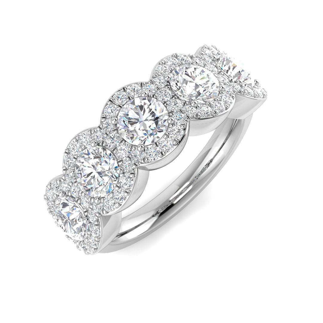 Five Stone Diamond Ring 0.97ct–1.9ct – SR2293 – 18k White Gold