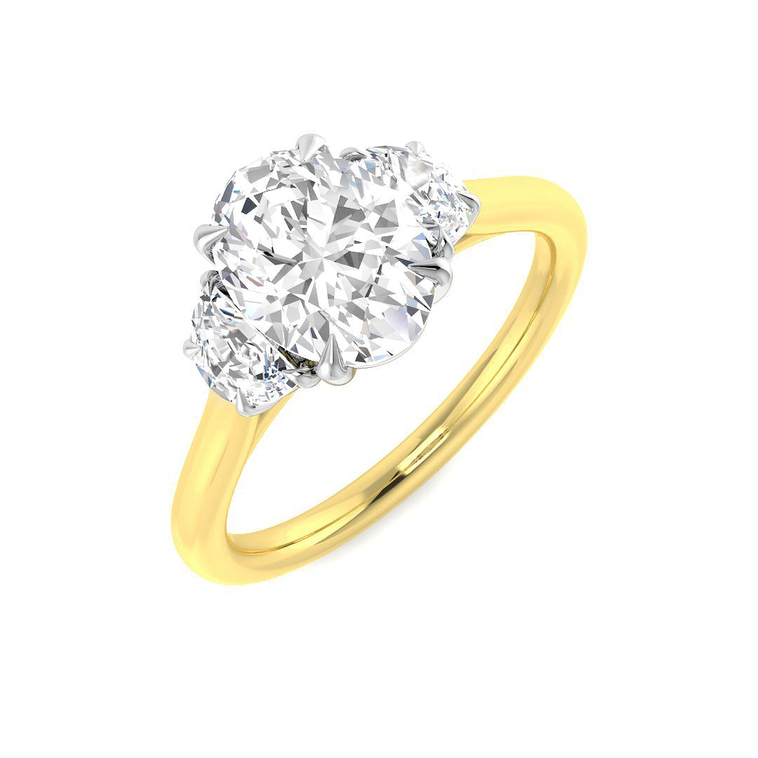 Three Stone Lab-Grown Diamond Ring 1.89ct–3.48ct – SR6236 – 18k Yellow Gold