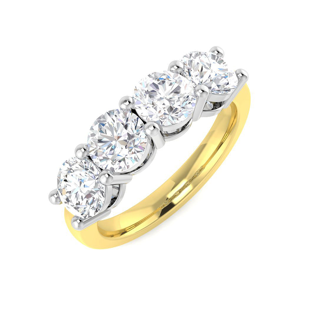 Five Stone Lab-Grown Diamond Ring 2.32ct – SR6277 – 18k Yellow Gold