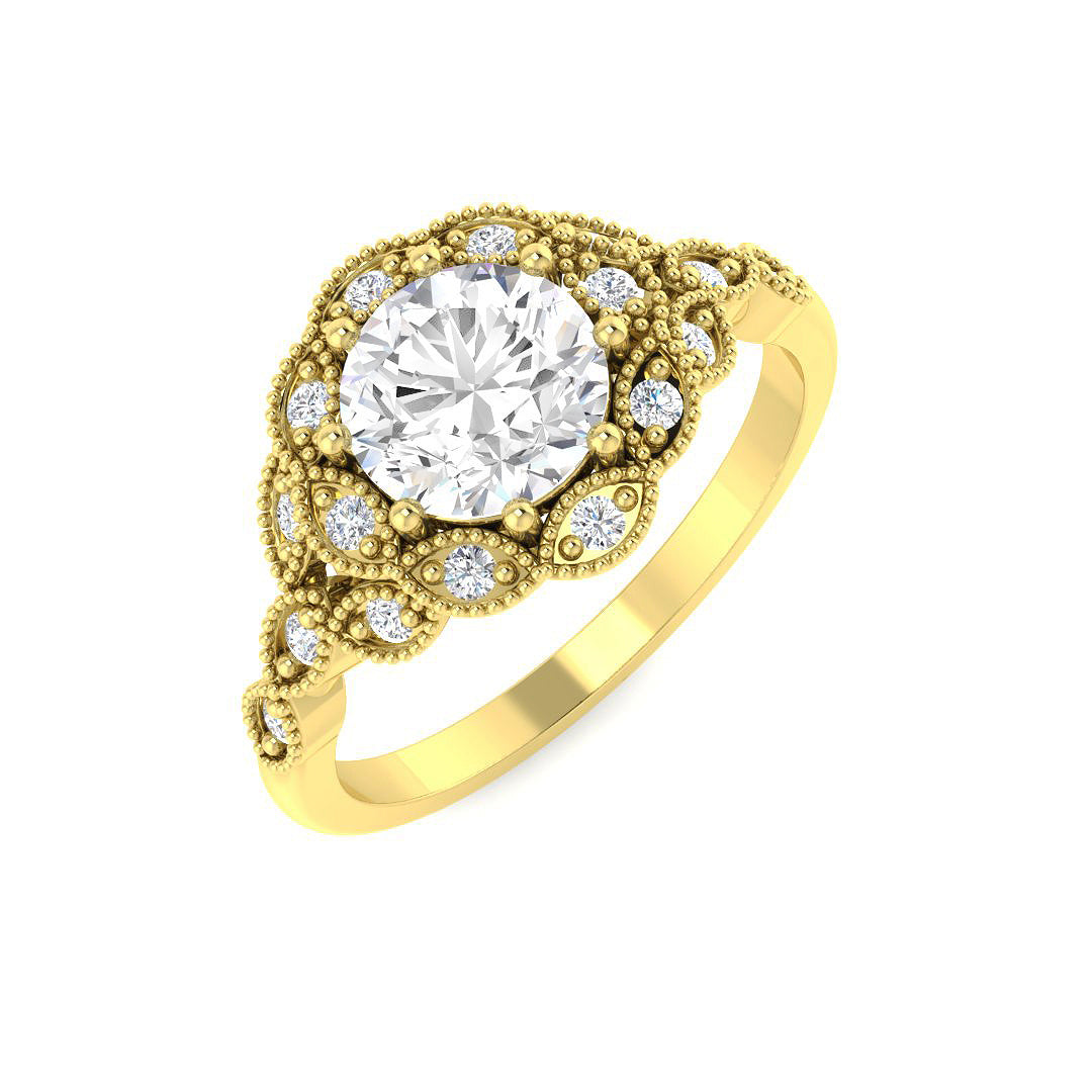 Vintage Lab-Grown Diamond Ring 1.17ct – SR7166 – 18k Yellow Gold