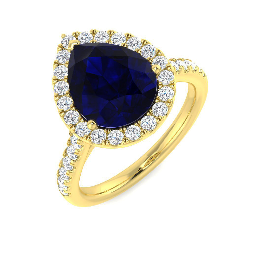 Blue Sapphire Diamond Ring 1.54ct–4.86ct – SR21~BS – 18k Yellow Gold