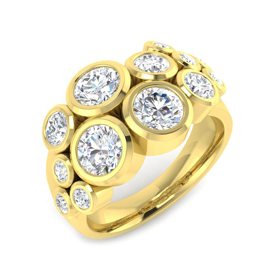 Bubble Diamond Ring 0.8ct–2.52ct – SR814 – 18k Yellow Gold
