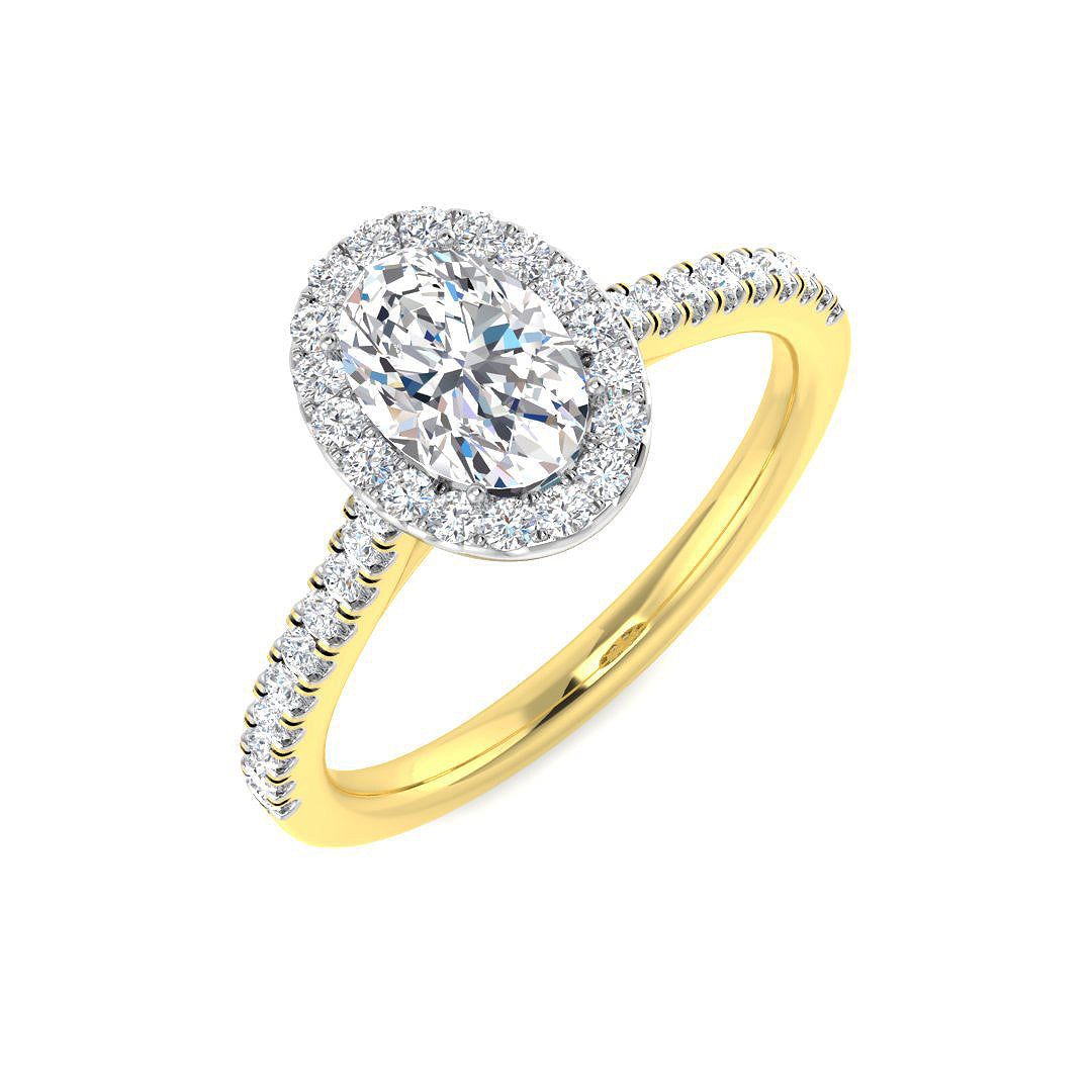 Halo Diamond Ring 0.63ct–5.92ct – SR54 – Two Tone Gold