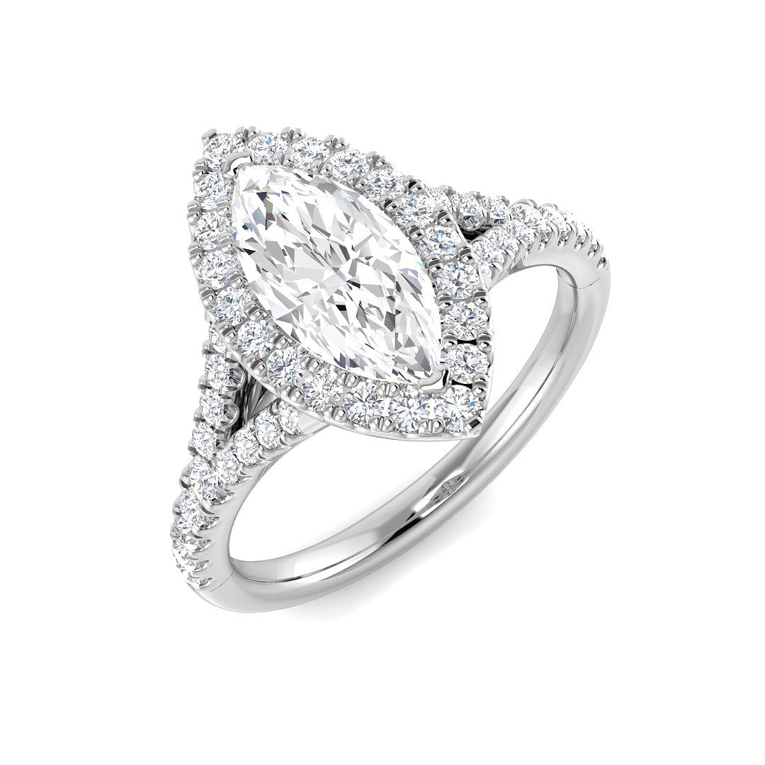 Halo Lab-Grown Diamond Ring 1.48ct–2.6ct – SR4916 – 18k White Gold