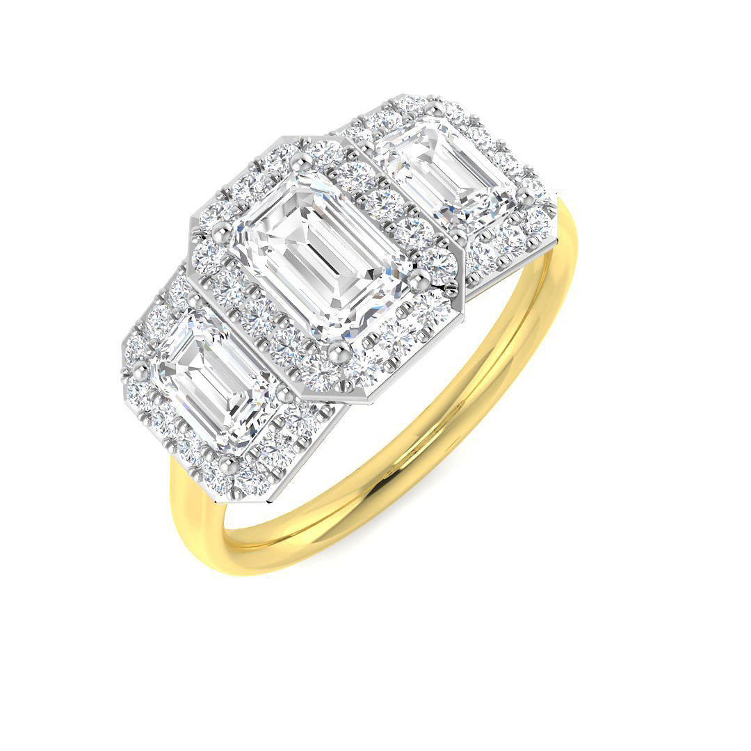 Three Stone Diamond Ring 0.8ct–1.99ct – SR2241 – 18k Yellow Gold