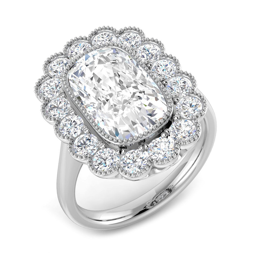 Vintage Lab-Grown Diamond Ring 1.36ct–4.03ct – SR7523 – 18k White Gold