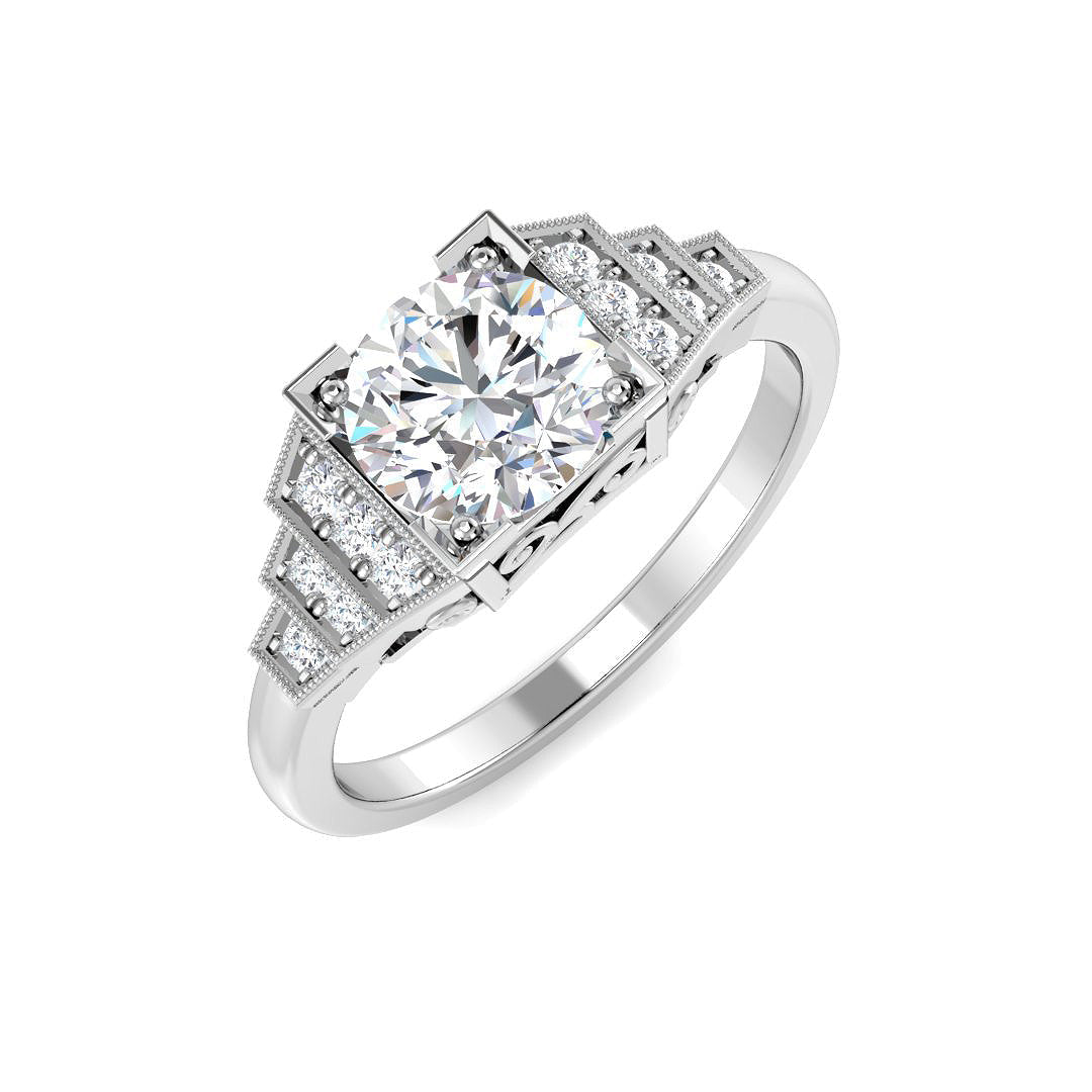 Vintage Lab-Grown Diamond Ring 1.2ct – SR4804 – 18k White Gold