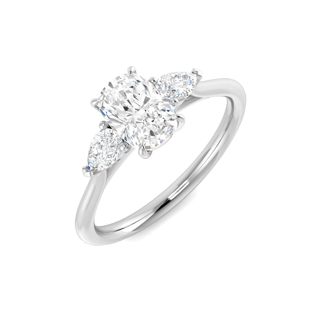 Three Stone Lab-Grown Diamond Ring 1.29ct–2.77ct – SR5787 – 18k White Gold