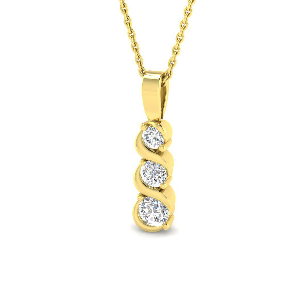 Drop & Trilogy Diamond Ring 0.49ct – SP6920 – 18k Yellow Gold