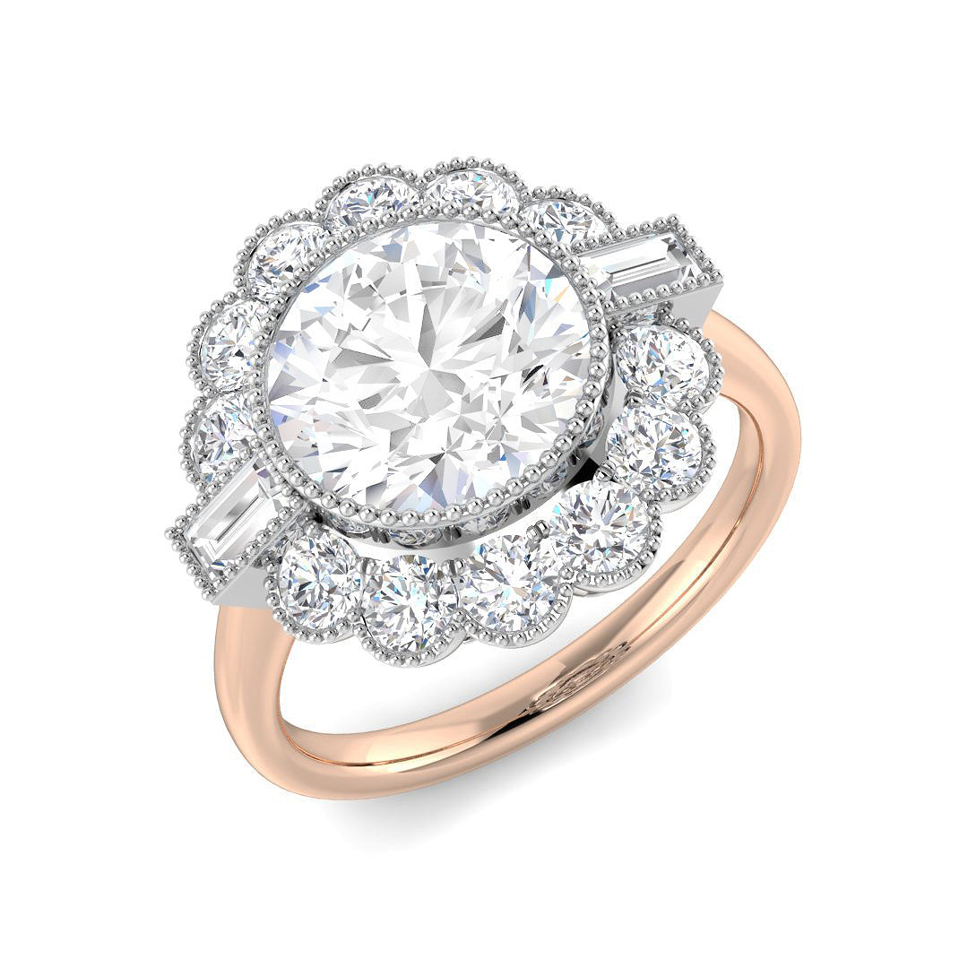 Vintage Lab-Grown Diamond Ring 1.36ct–4.03ct – SR7348 – 18k Rose Gold