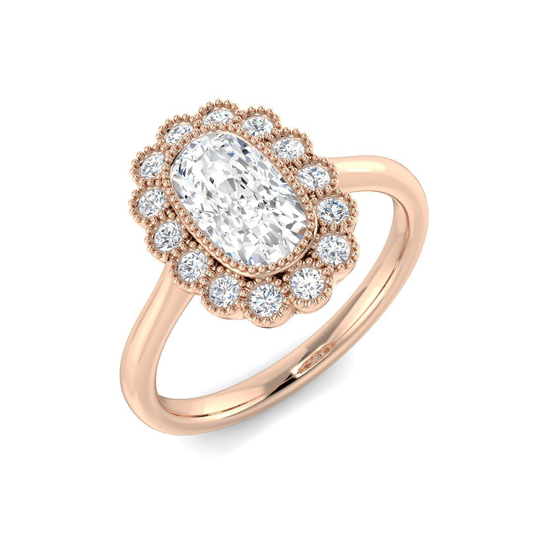 Vintage Lab-Grown Diamond Ring 1.31ct–4.31ct – SR7270 – 18k Rose Gold