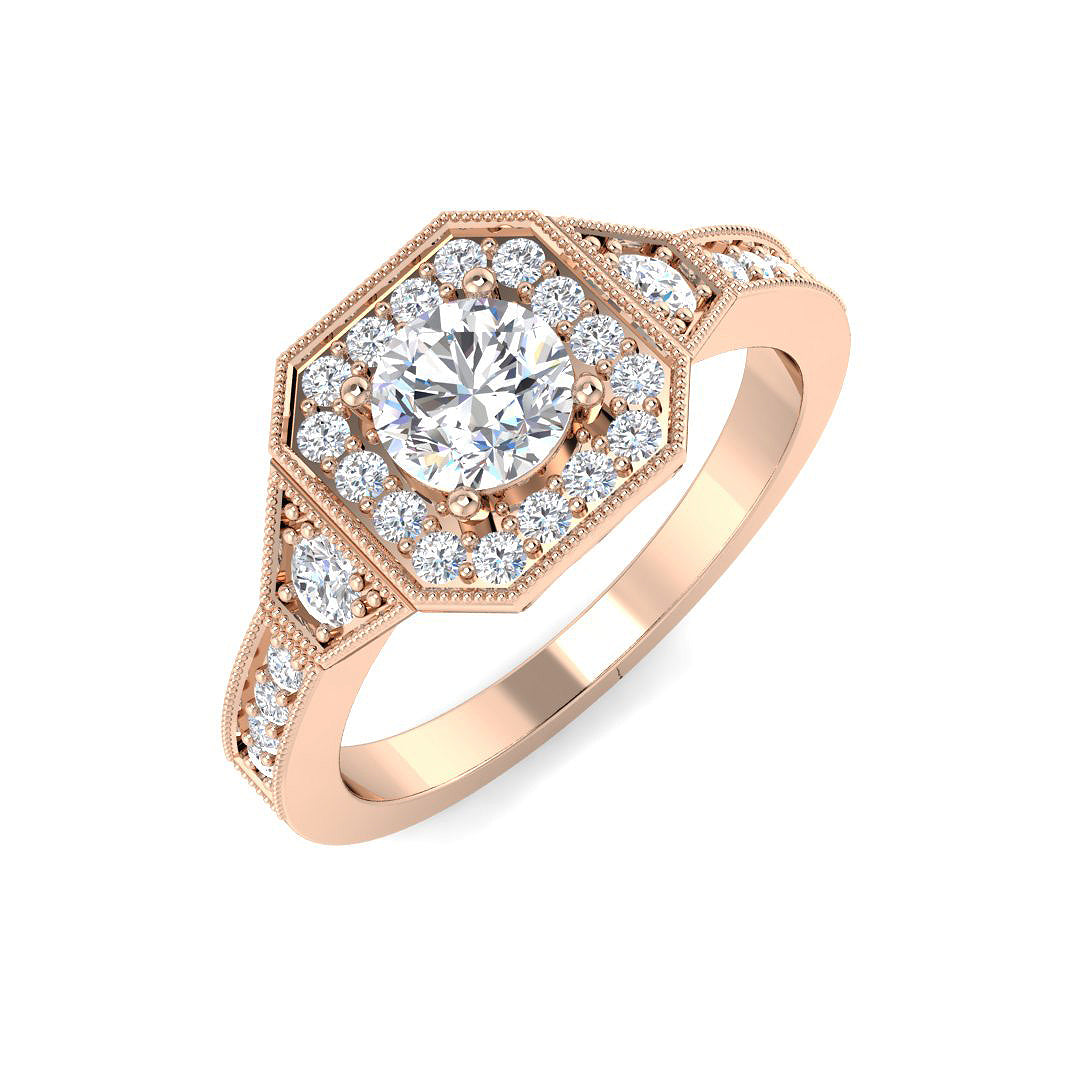 Vintage Diamond Ring 0.85ct–1.13ct – SR5935 – 18k Rose Gold