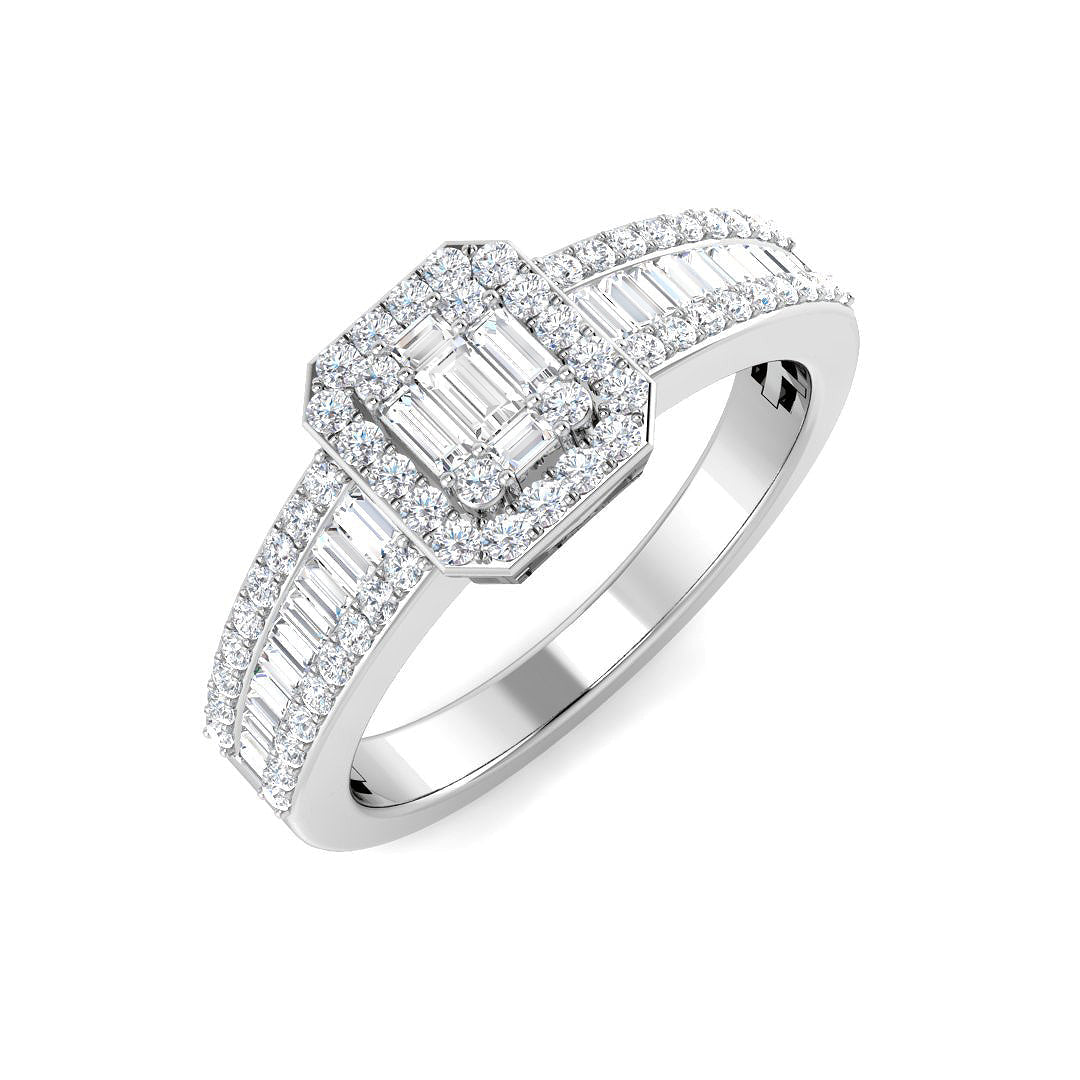 Baguette & Brilliant Diamond Ring 0.56ct–1.67ct – SL7103 – 18k White Gold