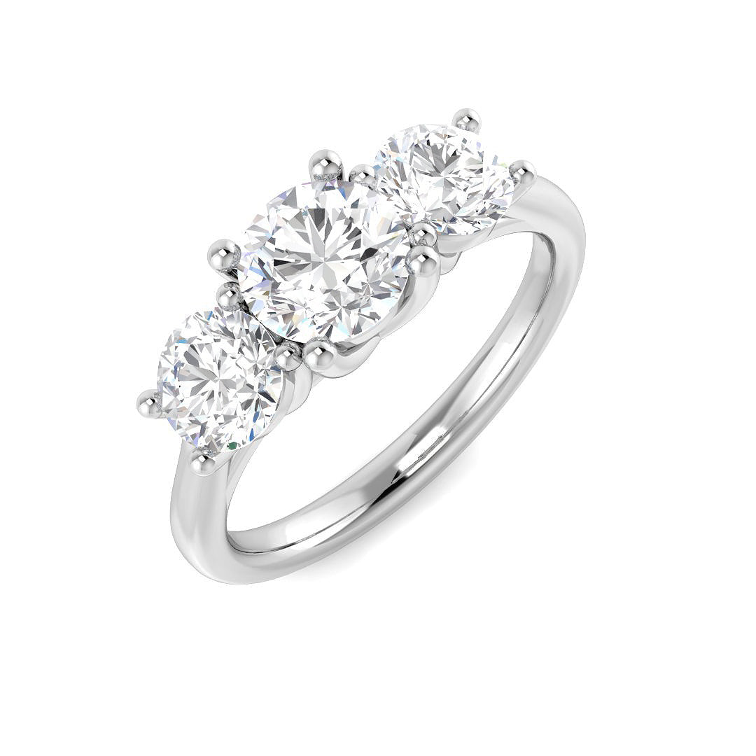 Three Stone Lab-Grown Diamond Ring 1.93ct – SR4808 – 18k White Gold