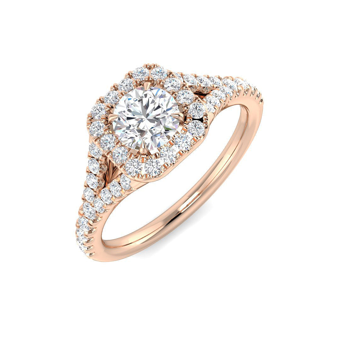 Halo Lab-Grown Diamond Ring 0.88ct – SR4813 – 18k Rose Gold