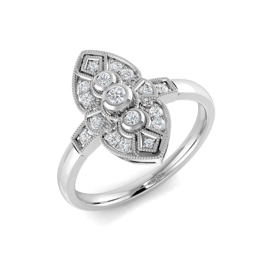 Vintage Diamond Ring 0.19ct–0.39ct – SR4593 – 18k White Gold