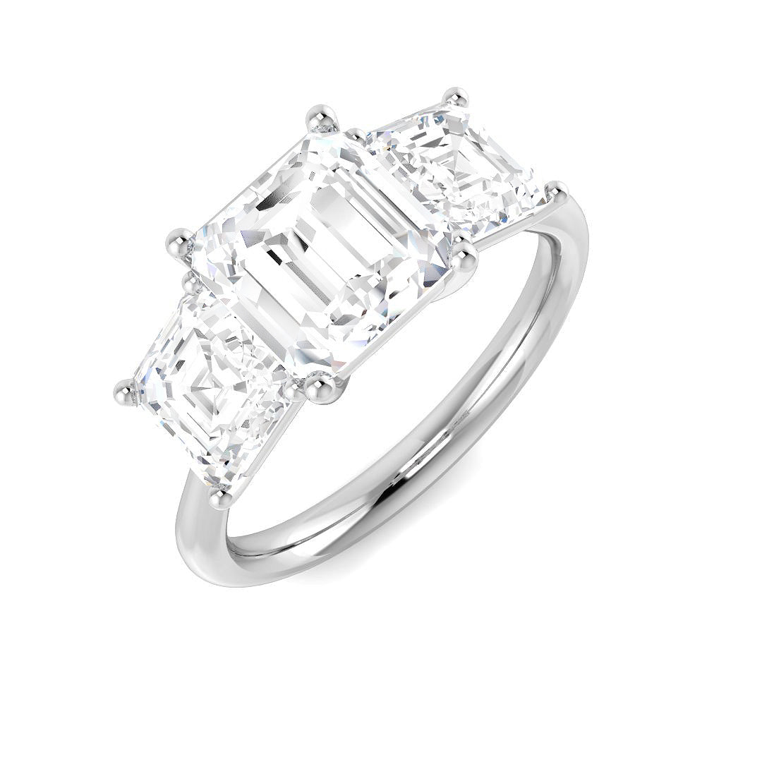 Three Stone Lab-Grown Diamond Ring 3.59ct–4.57ct – SR7036 – 18k White Gold