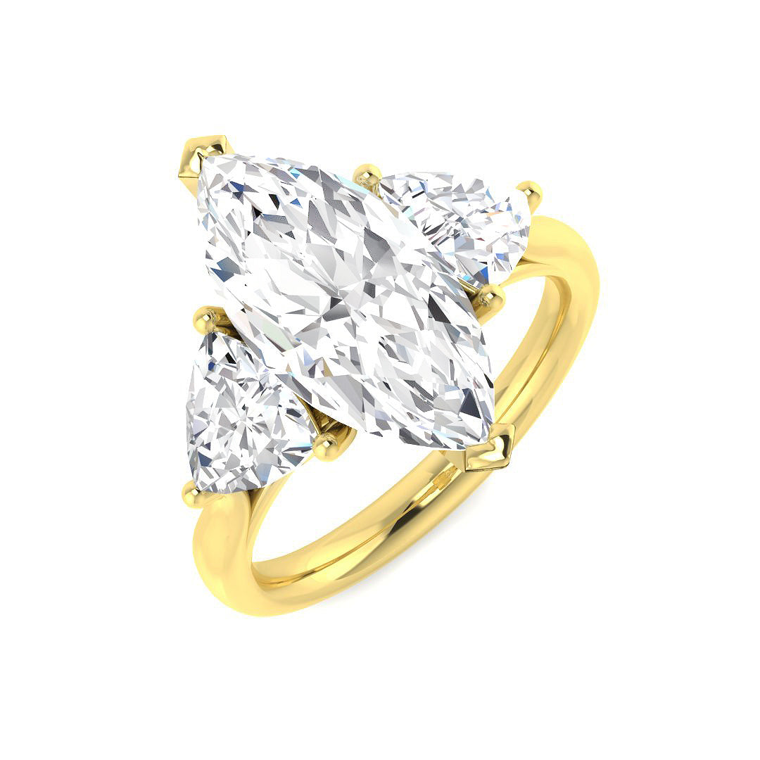 Three Stone Lab-Grown Diamond Ring 2.35ct–4.45ct – SR1185 – 18k Yellow Gold