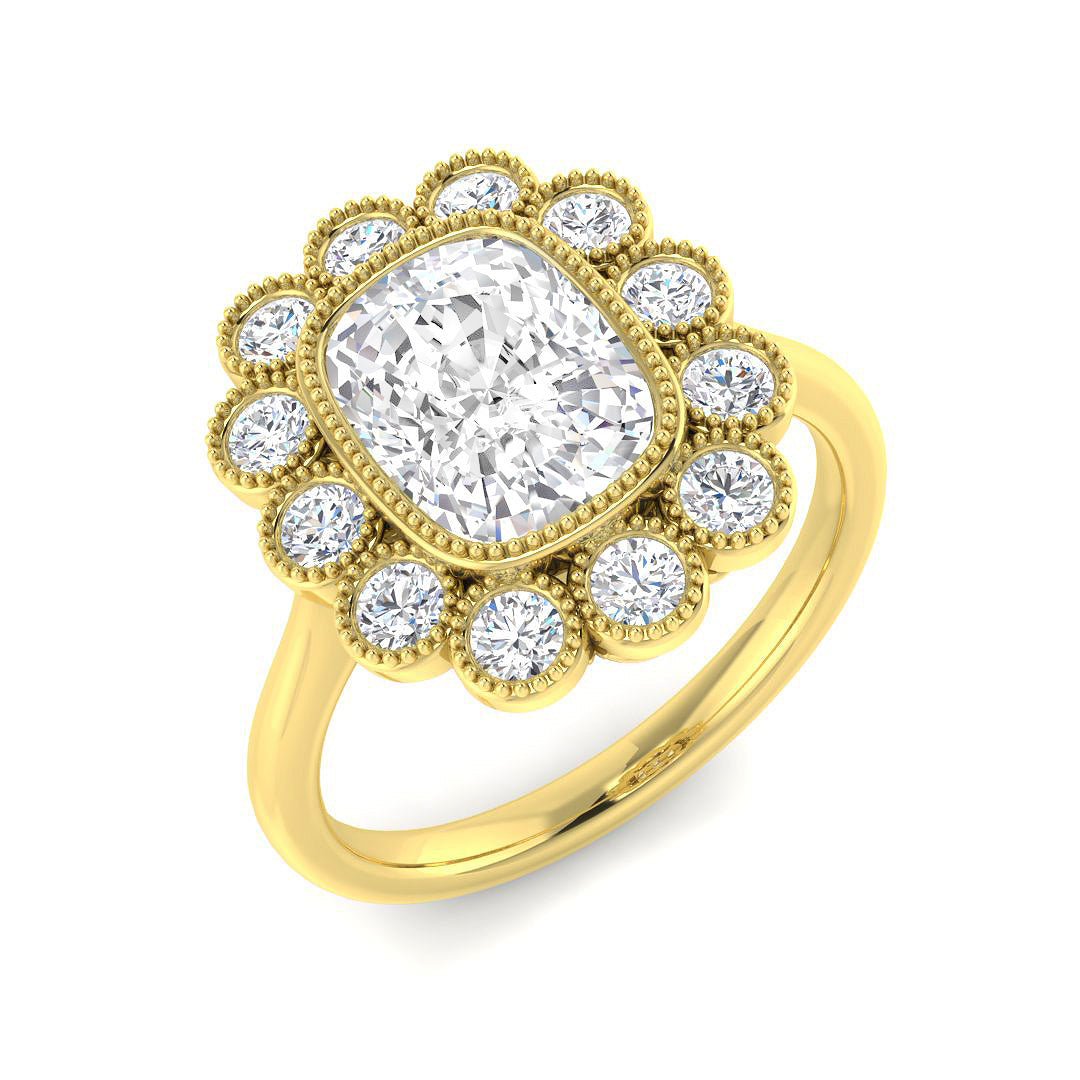 Vintage Lab-Grown Diamond Ring 1.31ct–4.31ct – SR7270 – 18k Yellow Gold