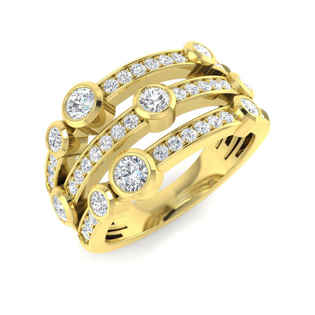 Bubble Diamond Ring 1.04ct–1.75ct – SR7557 – 18k Yellow Gold