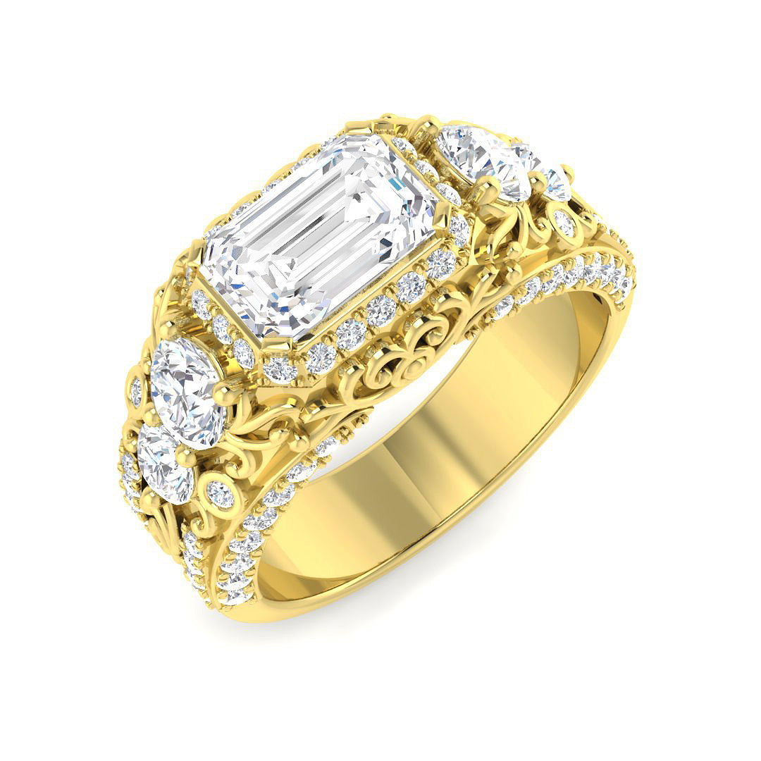Signet Lab-Grown Diamond Ring 4.08ct–5.26ct – SR5604 – 18k Yellow Gold