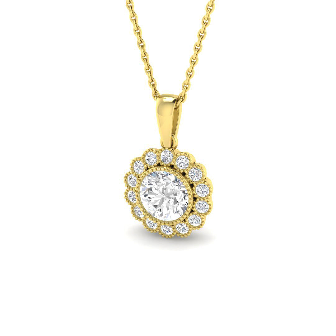 Halo Lab-Grown Diamond Ring 1.28ct–1.29ct – SP7158 – 18k Yellow Gold