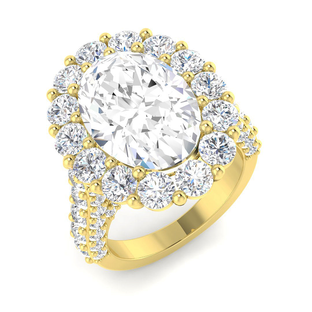 Halo Lab-Grown Diamond Ring 3.75ct–8.79ct – SR4713 – 18k Yellow Gold